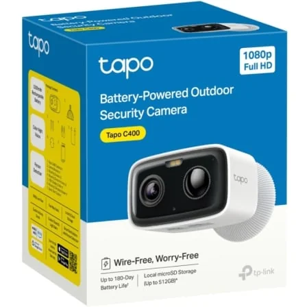 Câmara de Vigilância Exterior TP-Link Tapo C400 1080p Wi-Fi Bateria Recarregável Visão Noturna IP65 Branco - Imagem 4