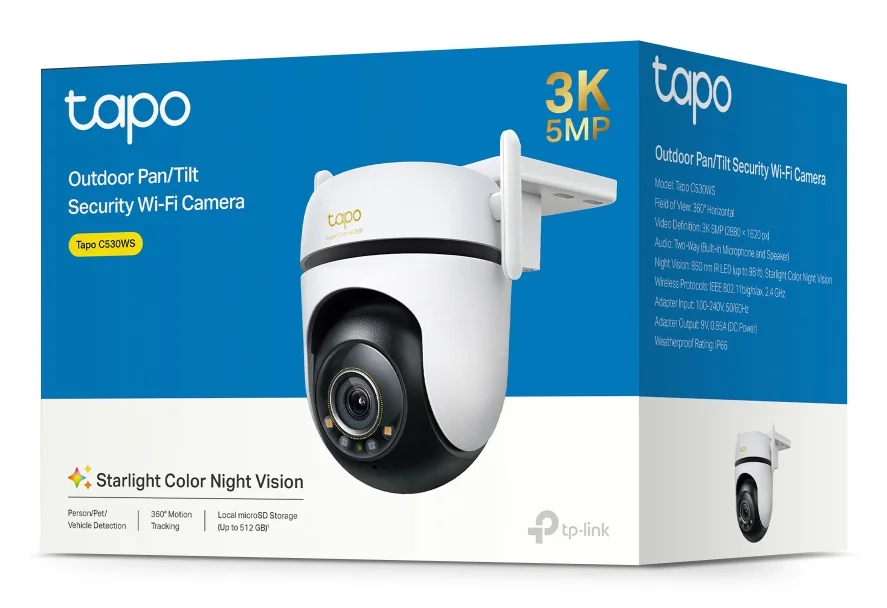 Câmara de Vigilância TP-Link Tapo C530WS Exterior 3K 5MP 360º Visão Noturna Cores IP66 Wi-Fi - Imagem 6