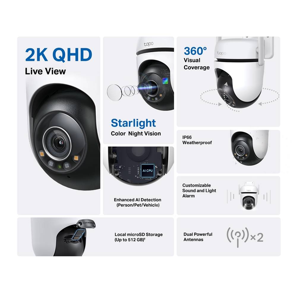 Câmara de Videovigilância TP-Link Tapo TC42/ Visão Noturna/ Controlo a partir de APP - Imagem 2