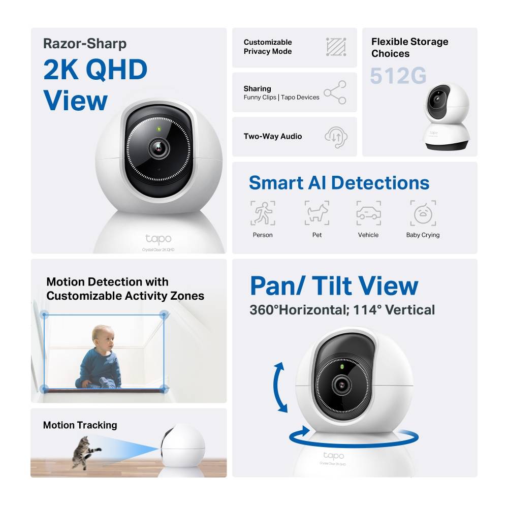 Câmara de Videovigilância TP-Link Tapo TC72/ 360º/ Visão Noturna/ Controlo desde APP - Imagem 2