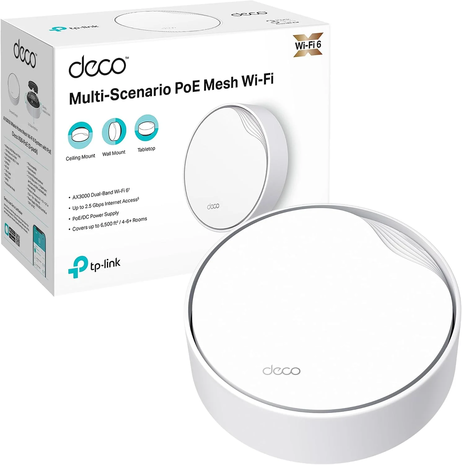 Sistema Mesh TP-Link Deco X50-PoE AX3000 WiFi 6 Dual-Band 3000Mbps Porta 2.5G Branco