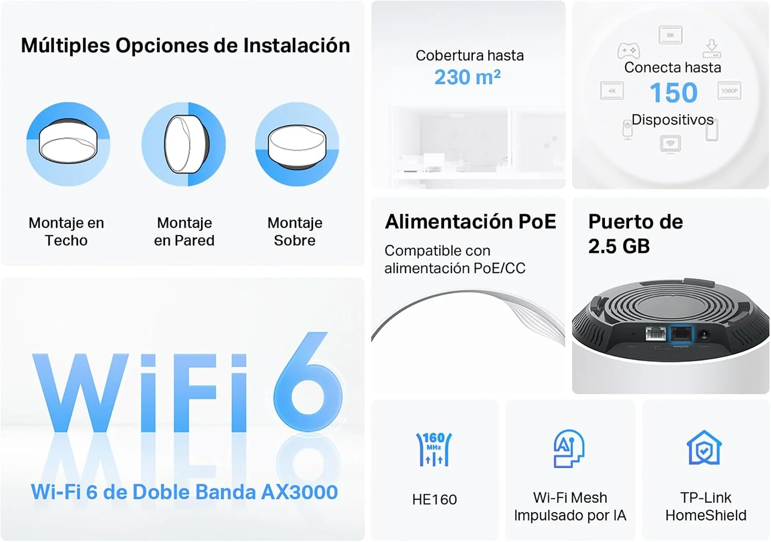 Sistema Mesh TP-Link Deco X50-PoE AX3000 WiFi 6 Dual-Band 3000Mbps Porta 2.5G Branco - Imagem 3