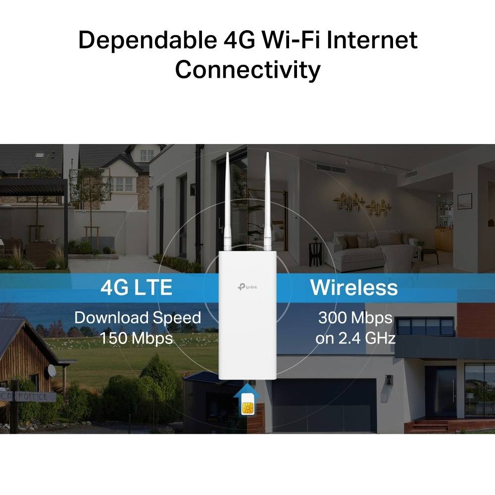 Router Sem Fios 4G TP-Link TL-MR100-Outdoor 300Mbps/ 2.4GHz/ 2 Antenas/ WiFi 802.11 b/g/n - Imagem 5