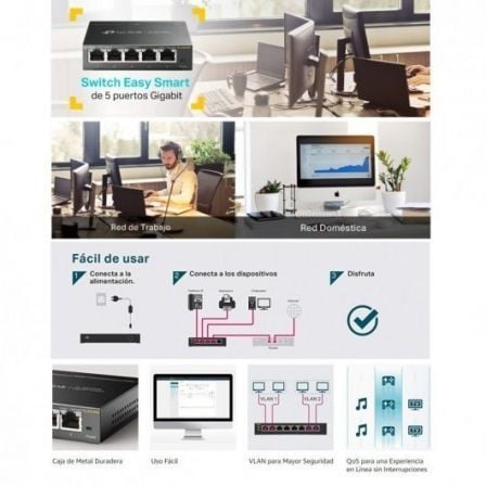 Switch TP-Link Easy Smart TL-SG105E 5 Portas/ RJ-45 10/100/1000 - Imagem 4