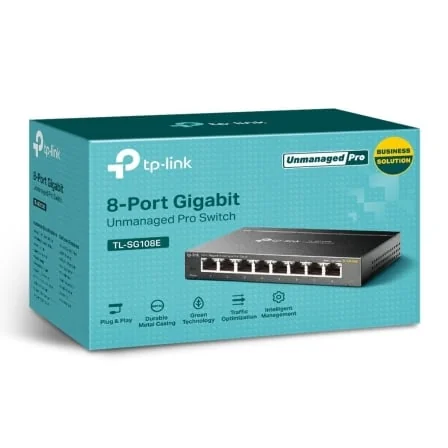 Switch TP-LINK Easy Smart TL-SG108E 8 Portas Gigabit 10/100/1000 RJ-45 Preto - Imagem 3