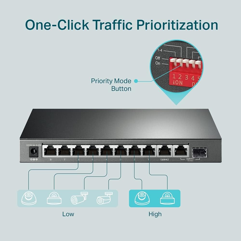 Switch TP-Link TL-SG1210MP 10 Portas/ RJ-45 10/100/1000/ PoE+ - Imagem 6