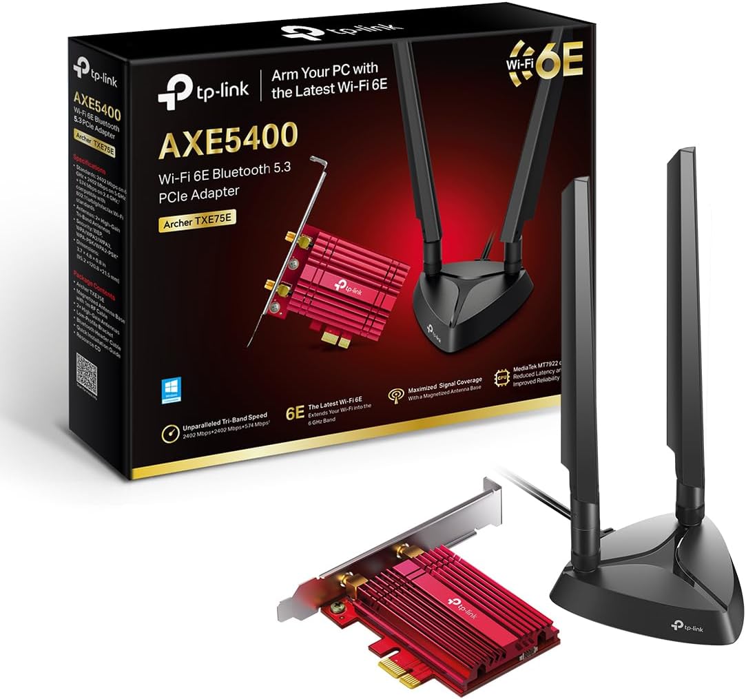 Placa de Rede Sem Fios-PCI Express TP-Link Archer TXE75E/ 5400Mbps/ 2.4/5/6GHz