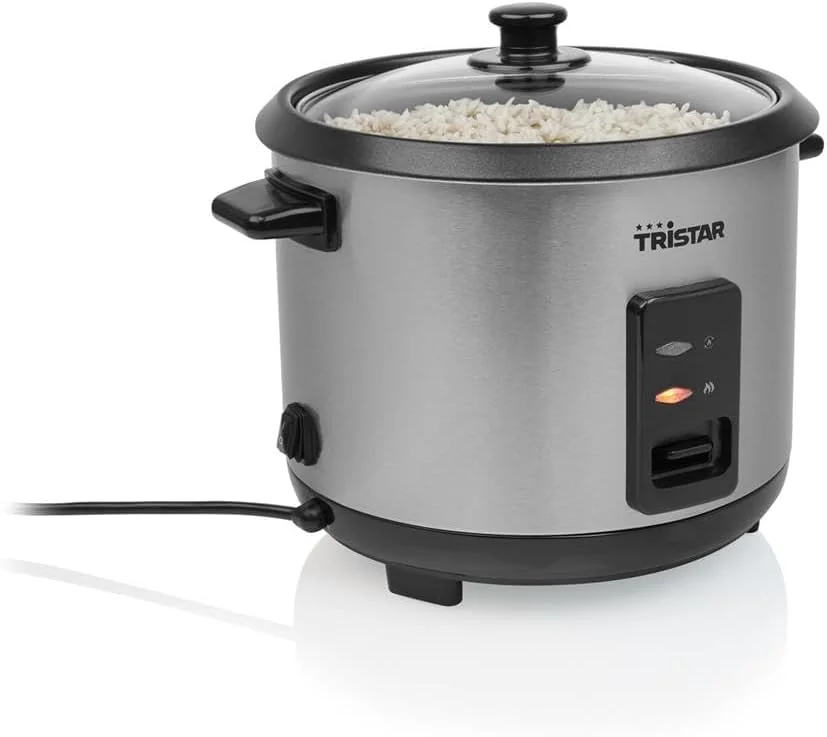 Panela de Arroz Tristar RK-6147 1.5L 500W Capacidade 8 Chávenas Aço Inoxidável Prateado - Imagem 5