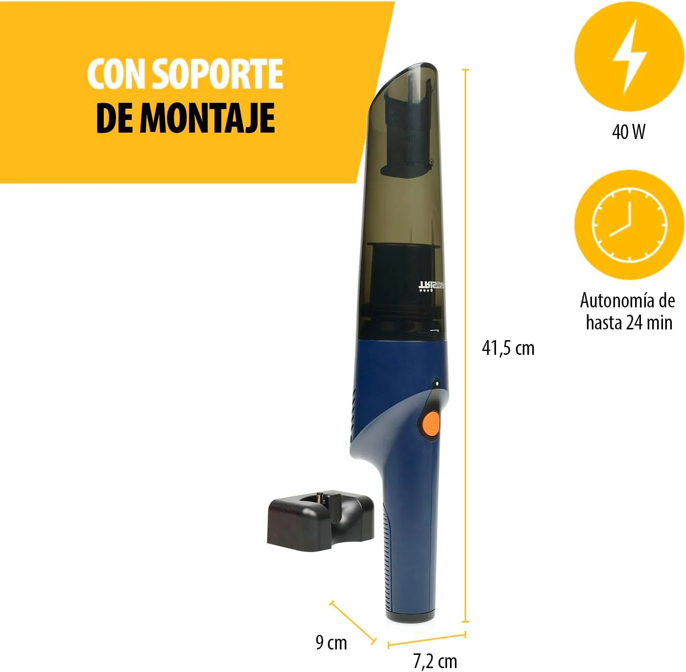 Aspirador de Mão Tristar KR-3140 65W Sem Fios Sólidos e Líquidos Bateria 7.4V Autonomia 24 min - Imagem 2