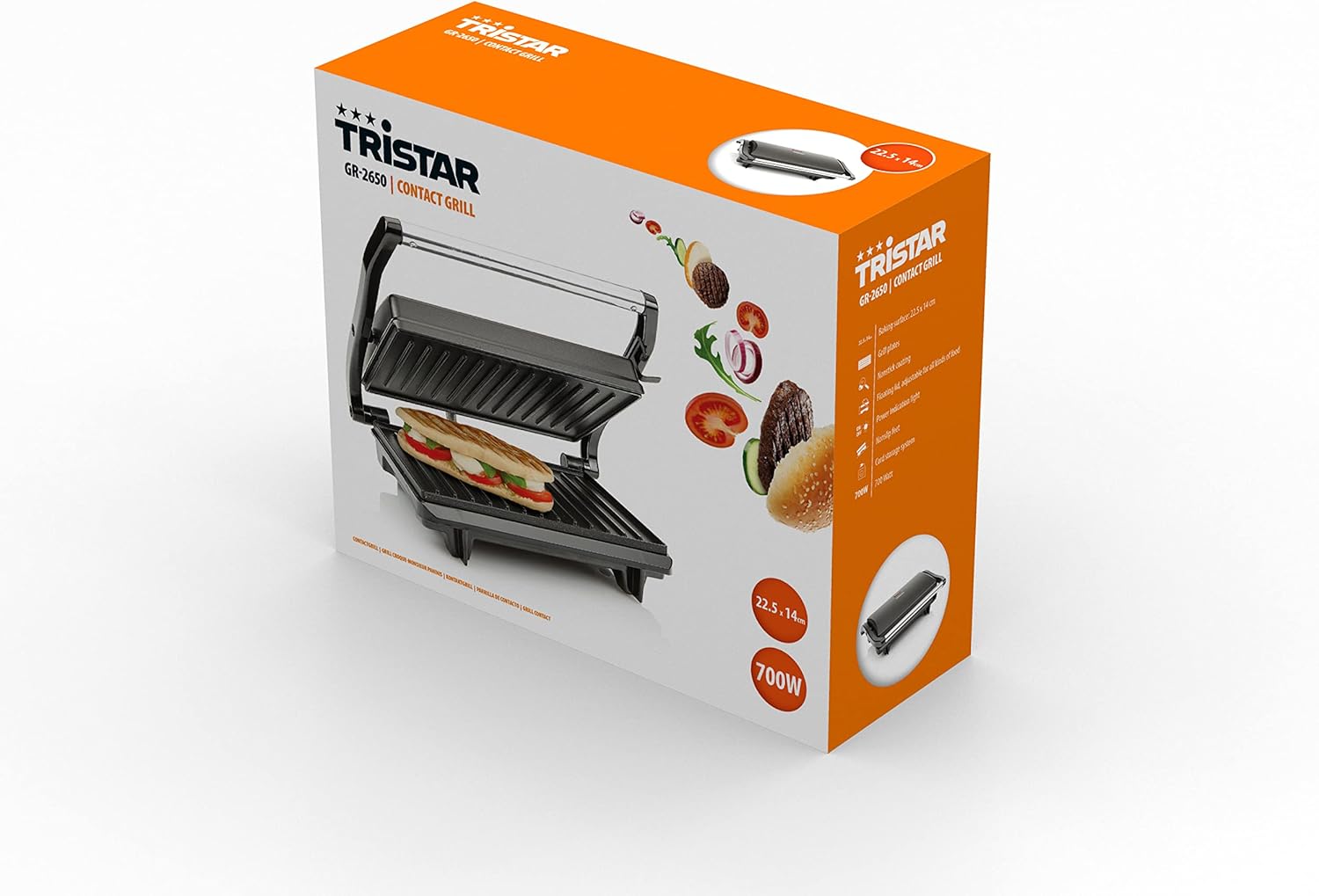 Grill Elétrico Tristar GR-2650/ 700W/ Tamanho 225*140mm - Imagem 7