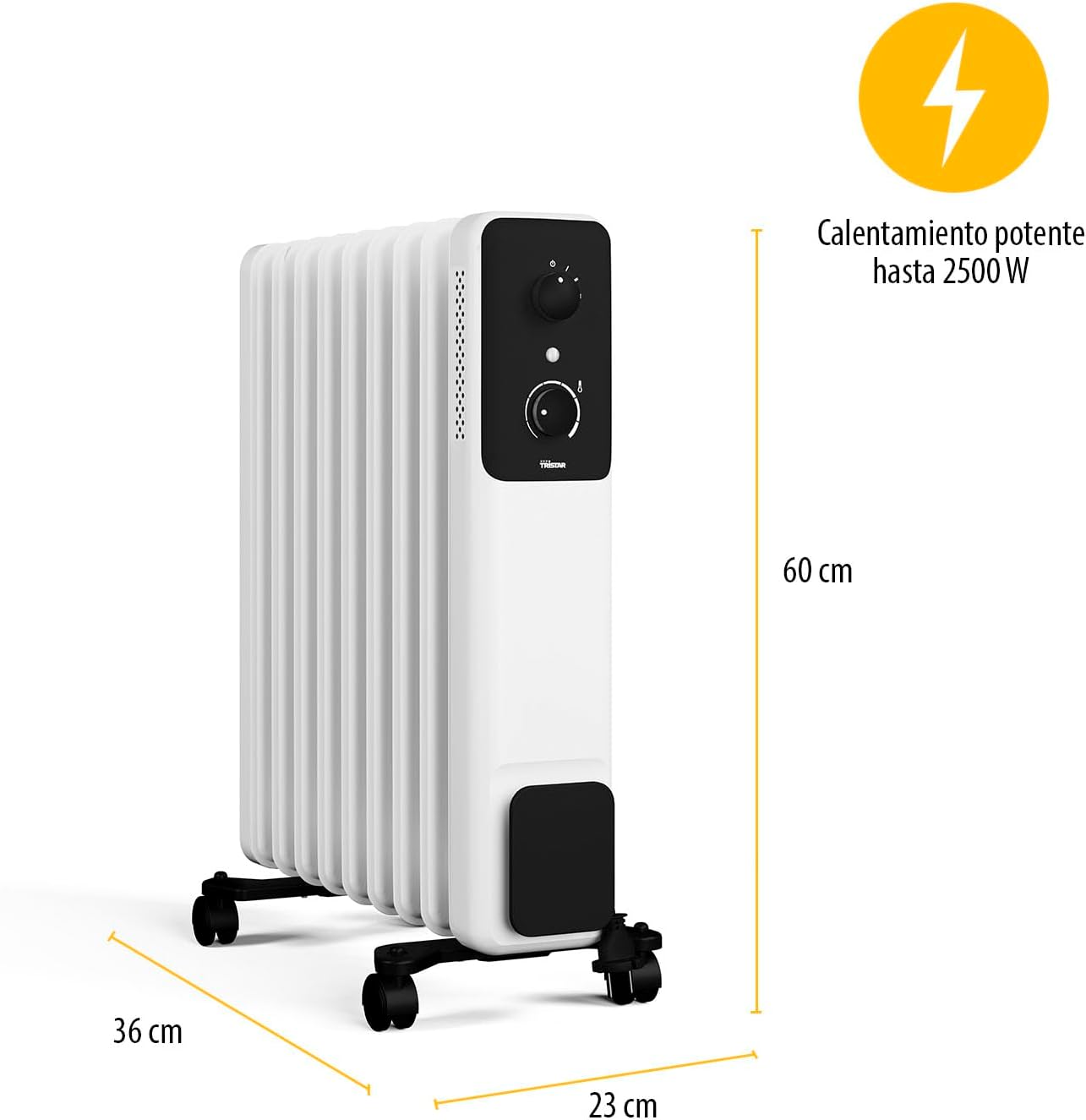 Radiador a Óleo Tristar KA-5379/ 3 Potências/ 800-1200-2000W/ 9 Elementos de Aquecimento - Imagem 3