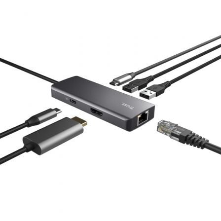 Docking USB Tipo-C Trust Dalyx/ 2xUSB/ 2xUSB Tipo-C/ 1xHDMI 4K/ 1xRJ45/ Cinzento - Imagem 2