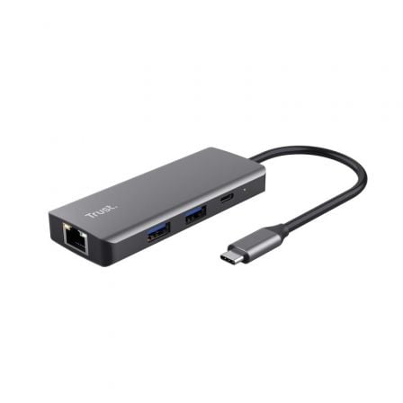 Docking USB Tipo-C Trust Dalyx/ 2xUSB/ 2xUSB Tipo-C/ 1xHDMI 4K/ 1xRJ45/ Cinzento