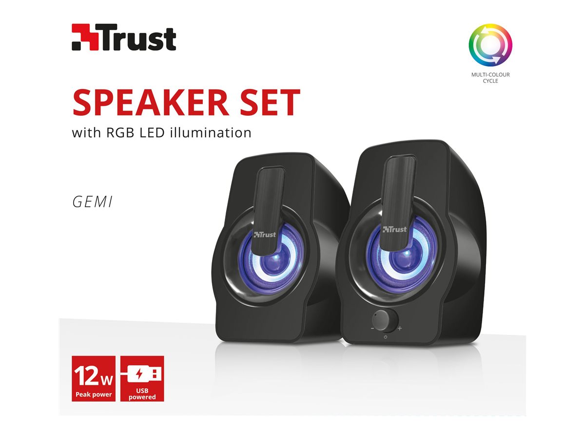 Altifalantes Trust Gemi RGB/ 12W/ 2.0