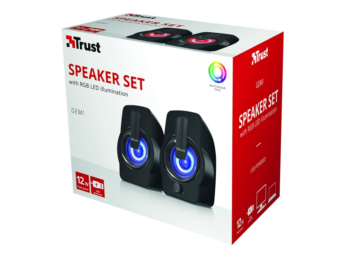 Altifalantes Trust Gemi RGB/ 12W/ 2.0 - Imagem 2