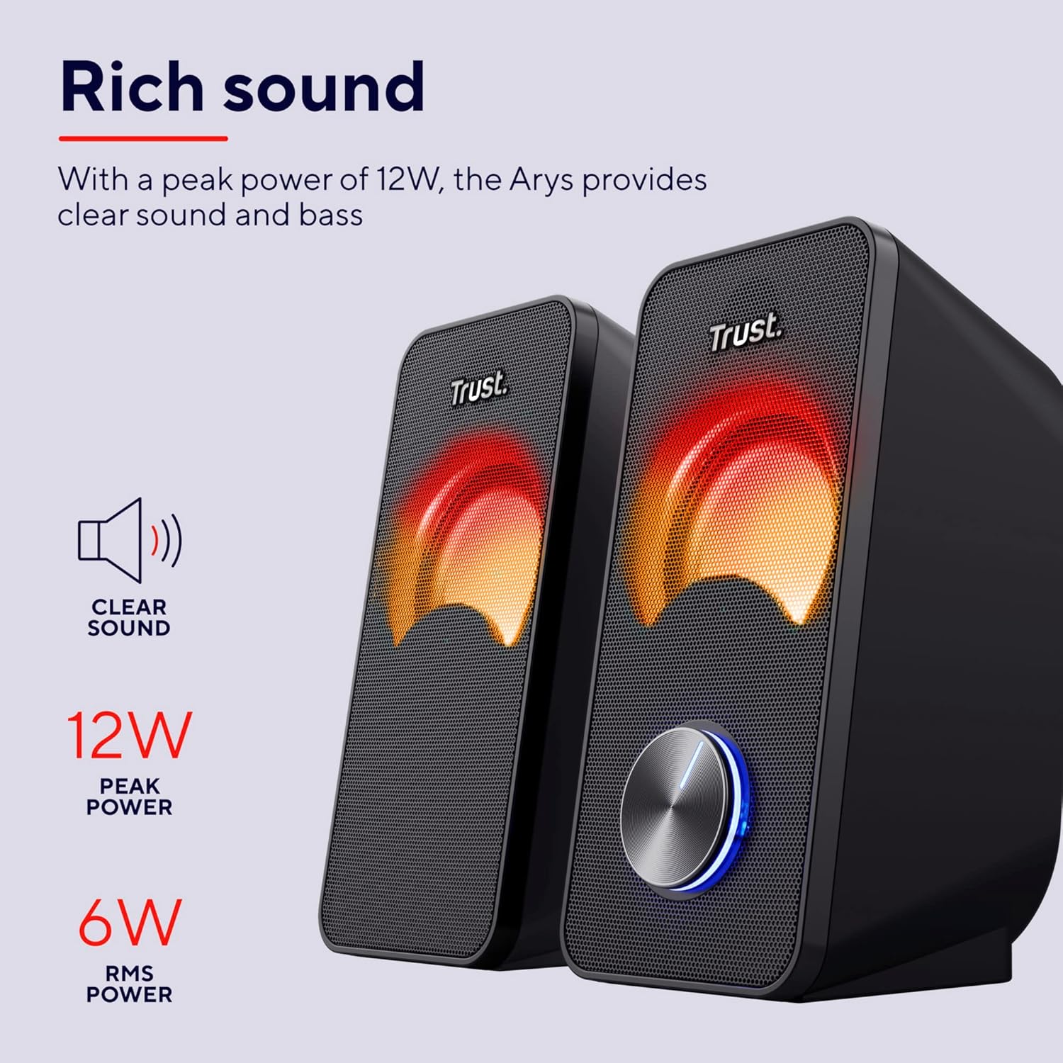 Altifalantes Trust Arys RGB/ 12W/ 2.0 - Imagem 3