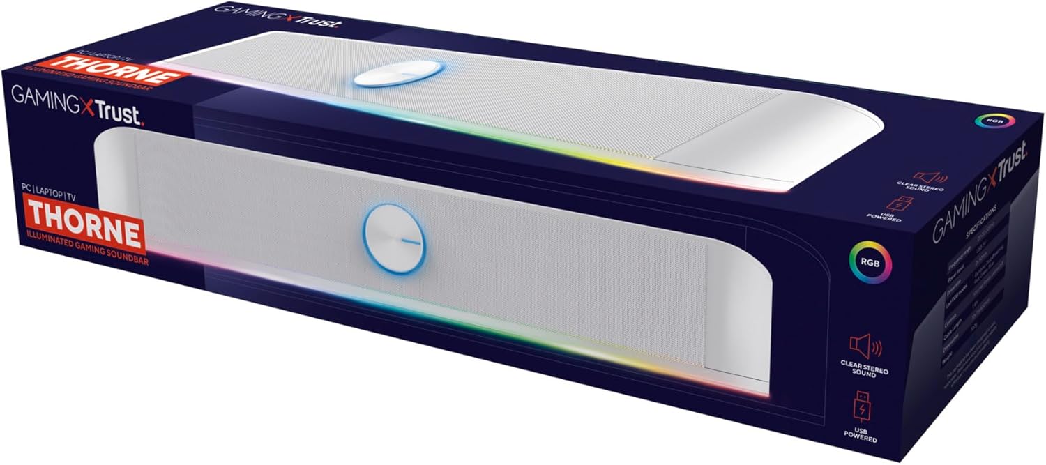 Barra de Som Trust Gaming GXT 619 Thorne/ 12W/ 2.0/ Branca - Imagem 11