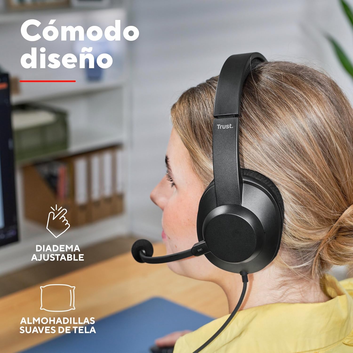Auriculares Trust Ayda Max USB-ENC/ com Microfone/ USB/ Pretos - Imagem 4