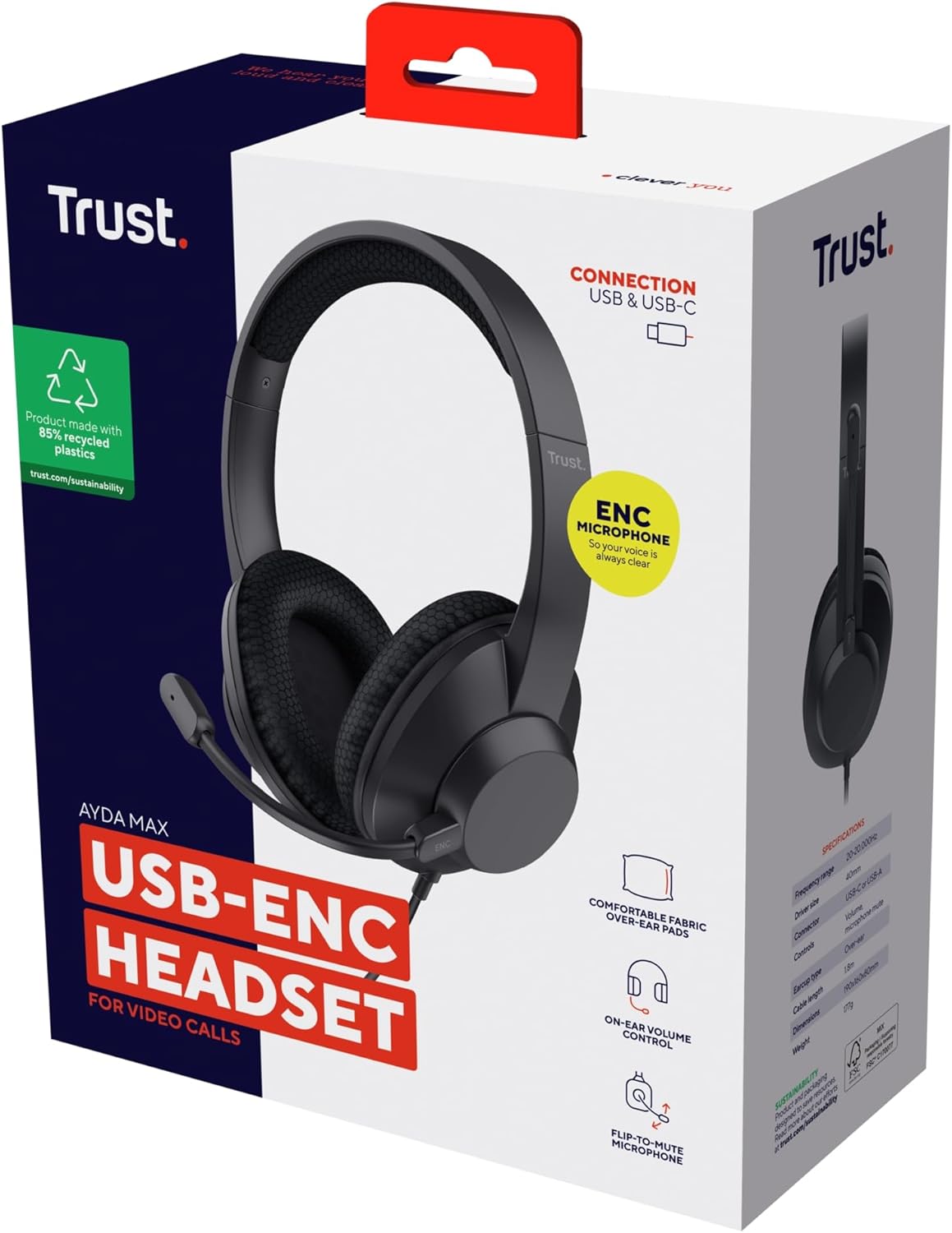 Auriculares Trust Ayda Max USB-ENC/ com Microfone/ USB/ Pretos - Imagem 16