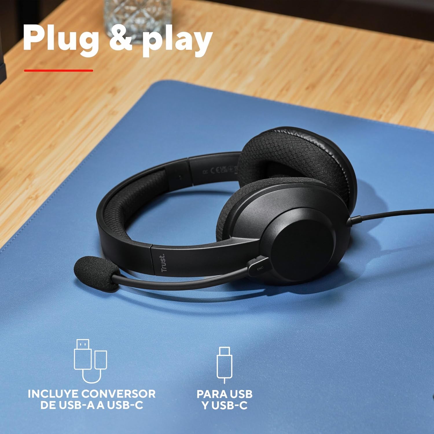 Auriculares Trust Ayda Max USB-ENC/ com Microfone/ USB/ Pretos - Imagem 7