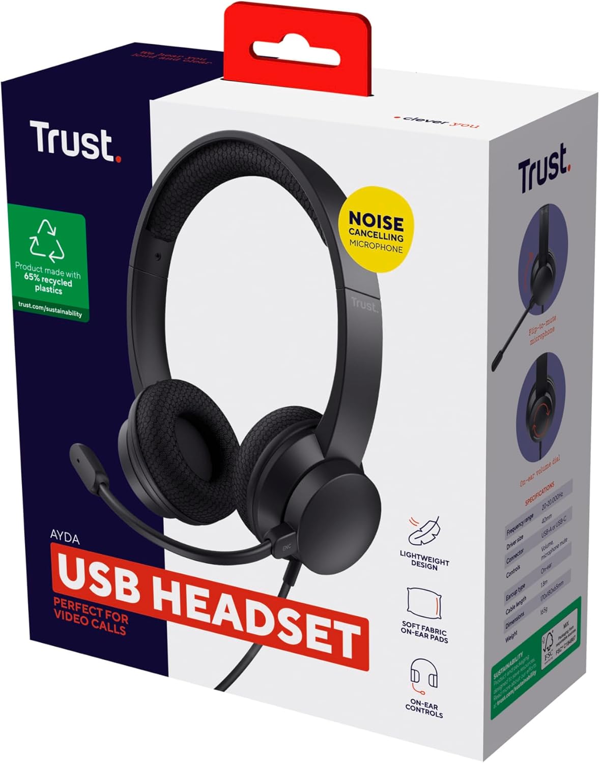 Auscultadores Trust Ayda/ com Microfone/ USB/ Pretos - Imagem 12