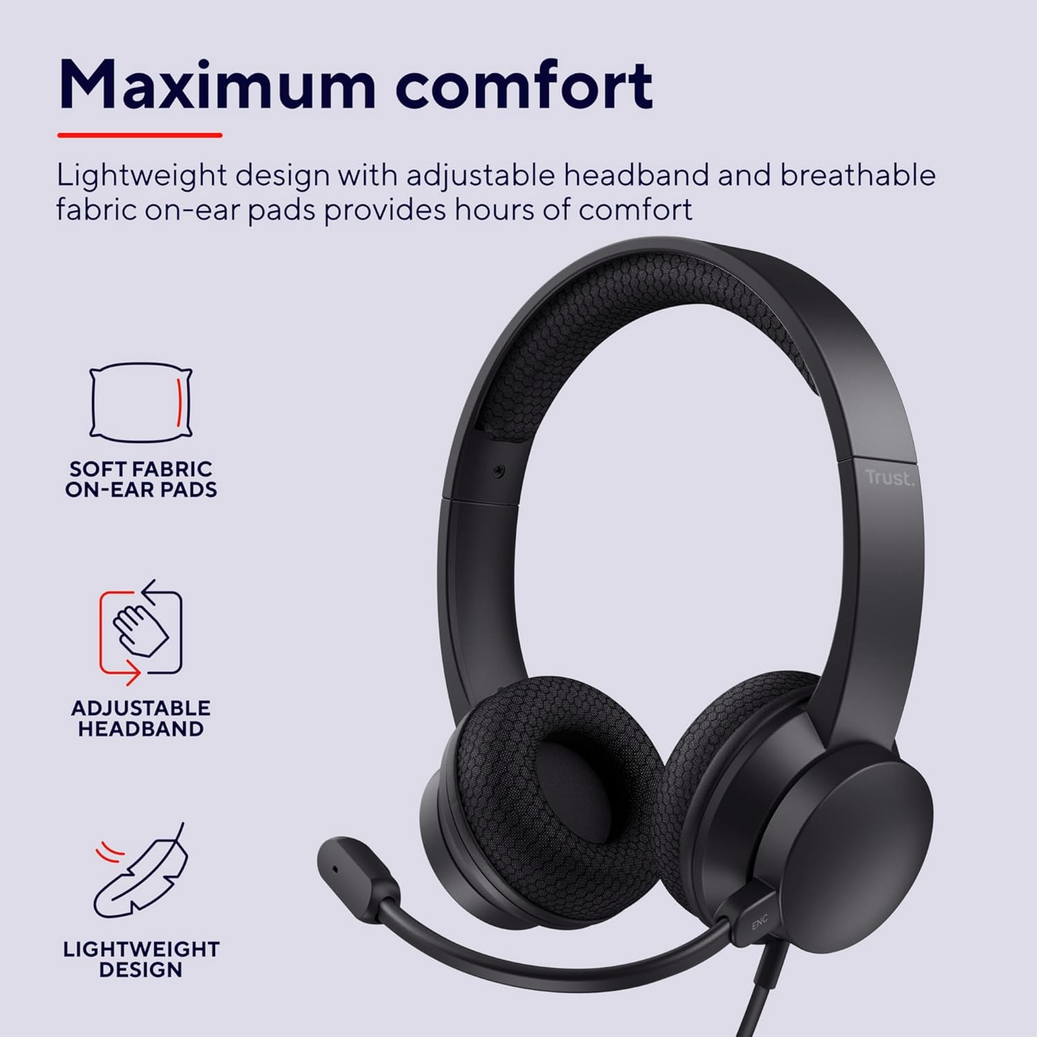 Auscultadores Trust Ayda/ com Microfone/ USB/ Pretos - Imagem 5