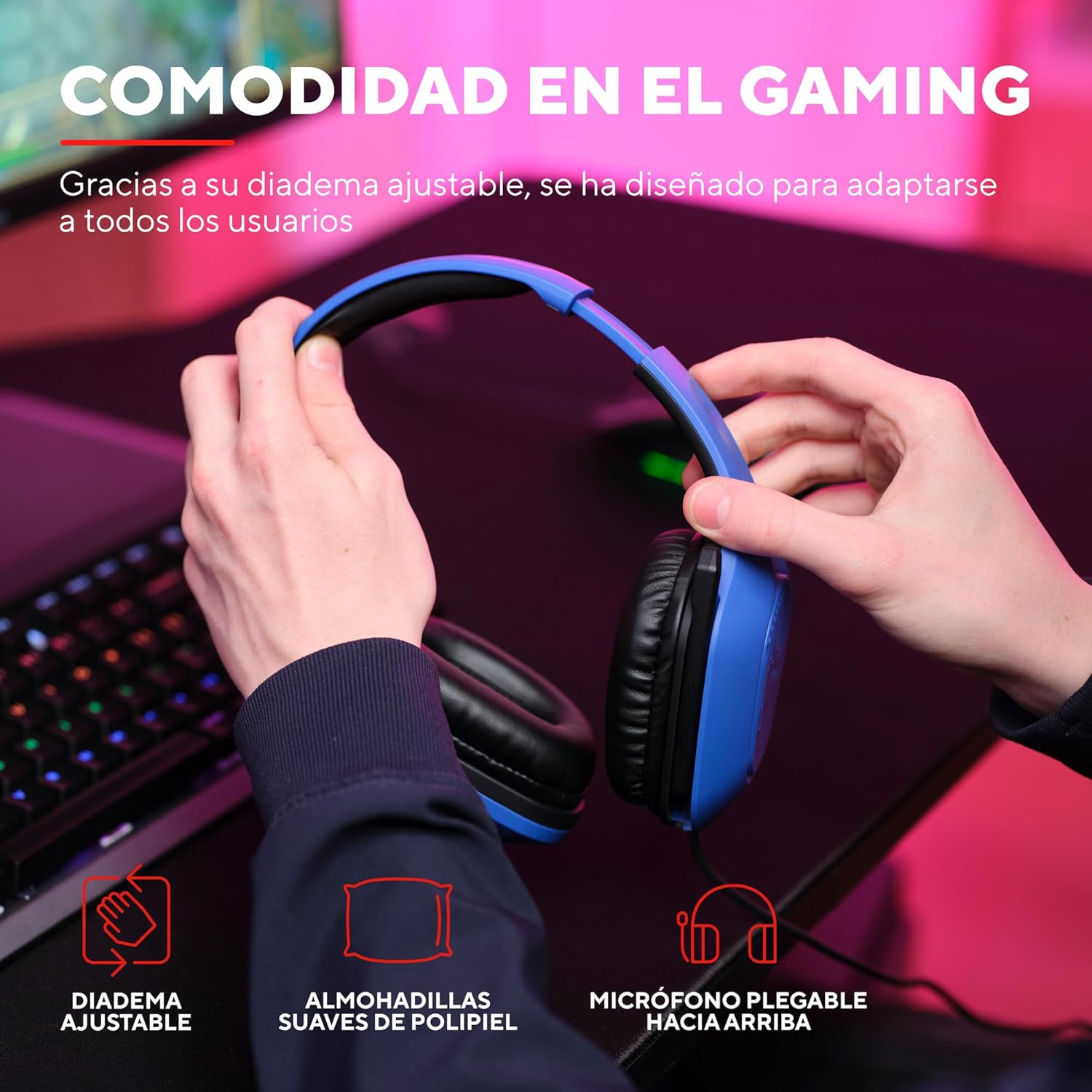 Auscultadores Gaming com Microfone Trust Gaming GXT 415 Zirox/ Jack 3.5/ Azuis - Imagem 5