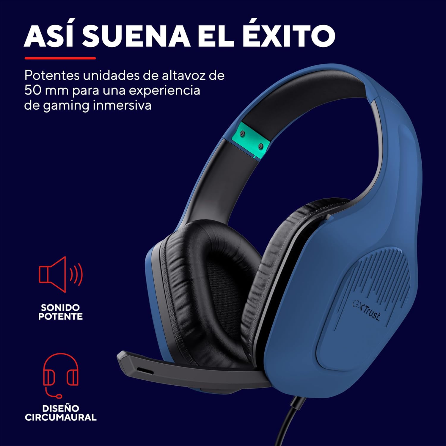 Auscultadores Gaming com Microfone Trust Gaming GXT 415 Zirox/ Jack 3.5/ Azuis - Imagem 3