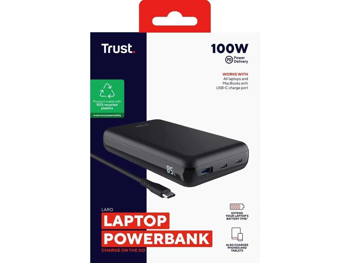 Bateria Externa/Powerbank Trust Laro 20000mAh/ 100W/ Compatível com Portáteis - Imagem 9