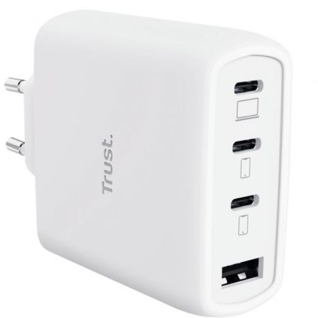 Carregador de Parede GaN Trust Maxo 65W 26068/ 3xUSB Tipo-C/ 1xUSB/ Inclui Cabo USB Tipo-C/ 65W - Imagem 2