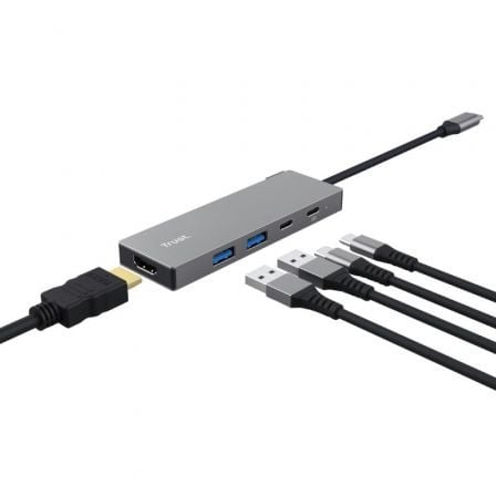 Docking USB Tipo-C Trust Dalyx/ 2xUSB/ 1xHDMI 4K/ 2xUSB Tipo-C/ Cinzento - Imagem 2