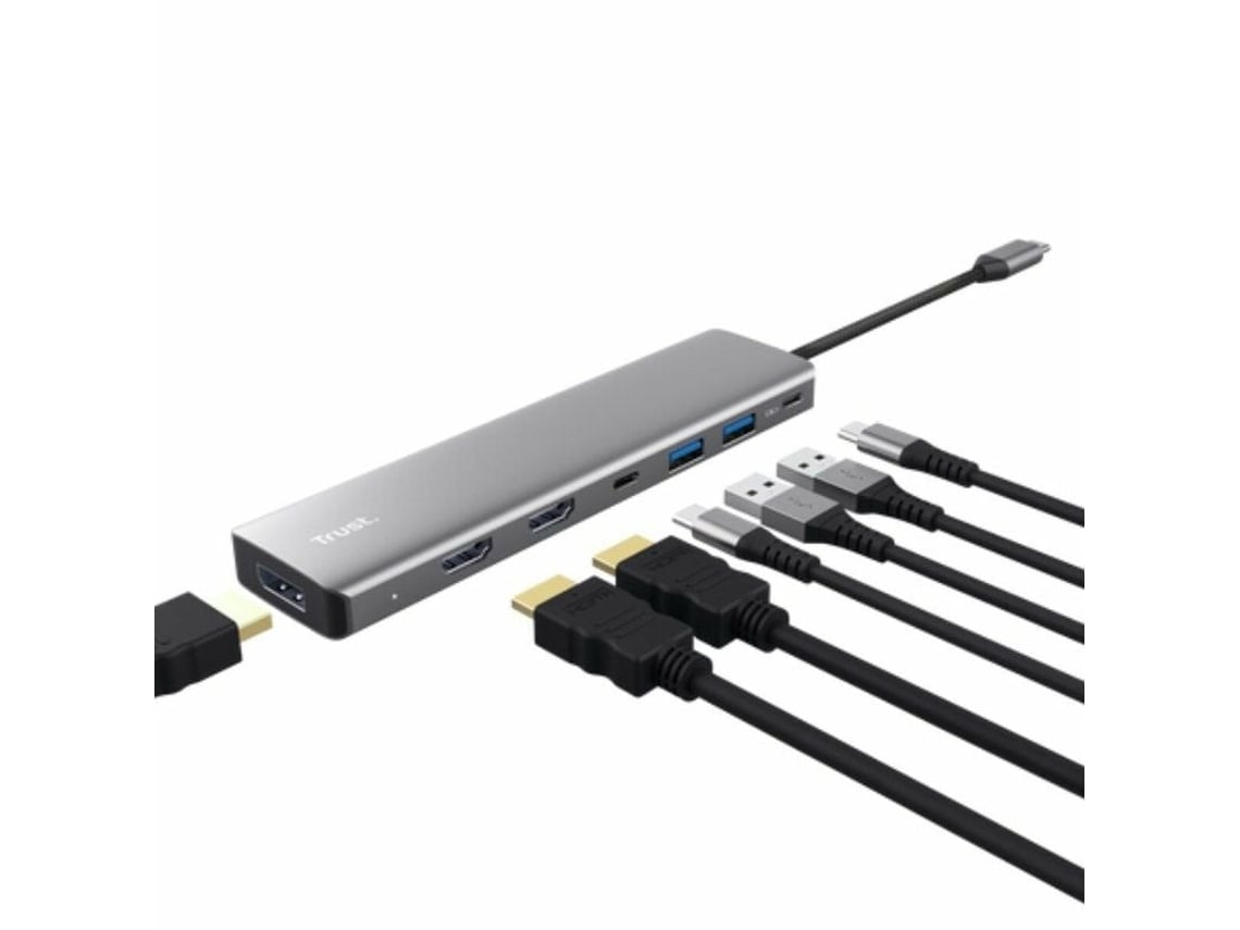 Docking USB Tipo-C Trust Dalyx/ 2xUSB/ 2xHDMI 4K/ 1xDisplayPort/ 1xUSB Tipo-C PD/ Cinzento - Imagem 2