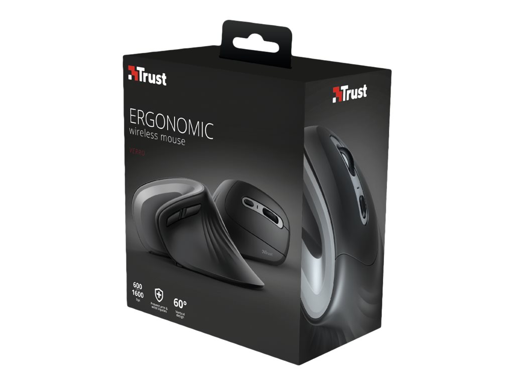Rato Ergonómico Sem Fios Trust Verro/ Até 1600 DPI