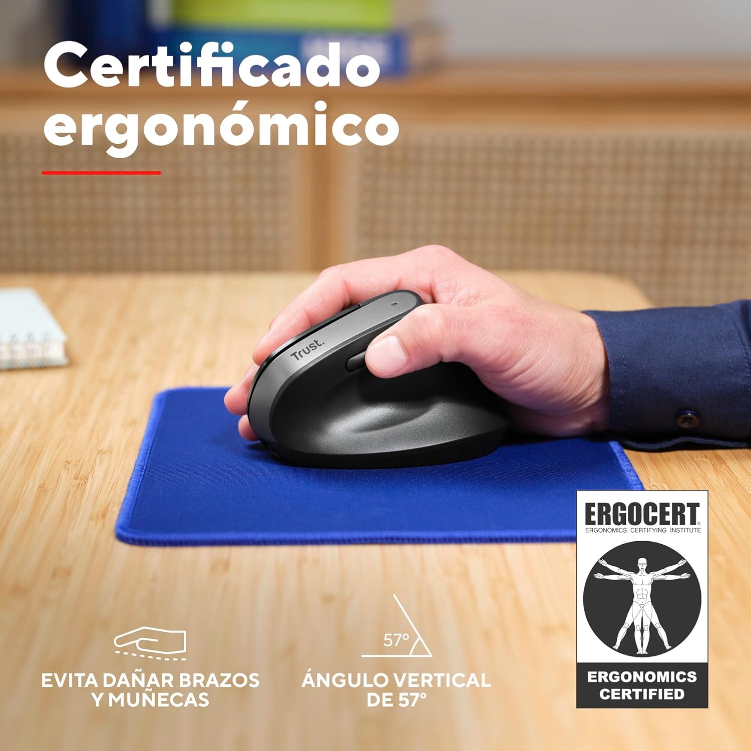 Rato Vertical Sem Fios por Bluetooth Trust Bayo+/ Bateria Recarregável/ Até 2400 DPI - Imagem 3