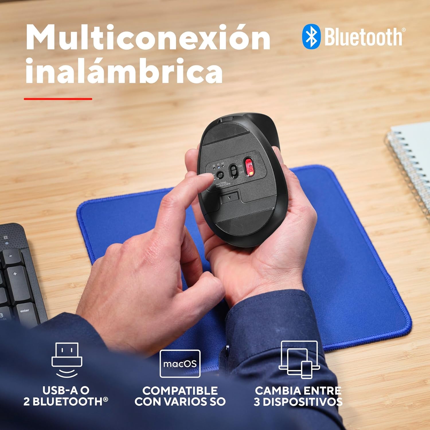 Rato Vertical Sem Fios por Bluetooth Trust Bayo+/ Bateria Recarregável/ Até 2400 DPI - Imagem 4