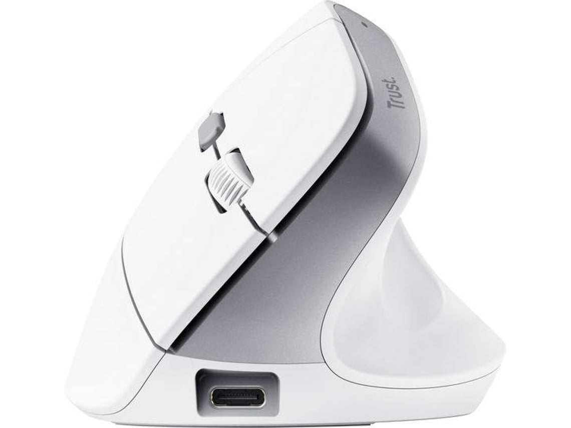 Rato Vertical Sem Fios Trust Bayo II/ Bateria recarregável/ Até 2400 DPI/ Branco