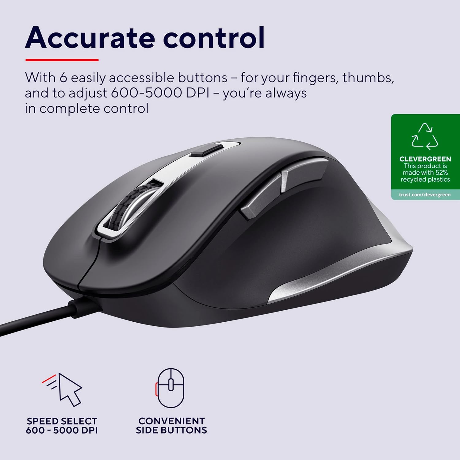 Rato Ergonómico Trust Fyda Eco/ Até 5000 DPI - Imagem 2