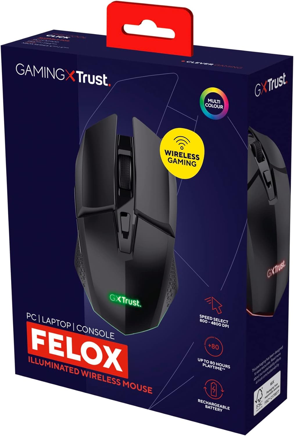 Rato Gaming Sem Fios Trust Gaming GXT 110 Felox/ Bateria recarregável/ Até 4800 DPI - Imagem 12