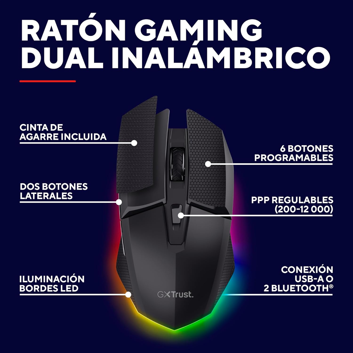 Rato Gaming Sem Fios Trust Gaming GXT 122 Felox+ Dual 25748/ Até 12000 DPI - Imagem 2