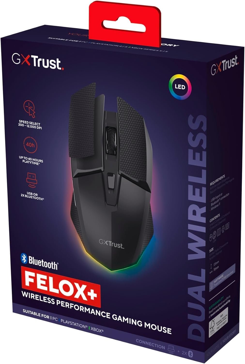 Rato Gaming Sem Fios Trust Gaming GXT 122 Felox+ Dual 25748/ Até 12000 DPI - Imagem 17