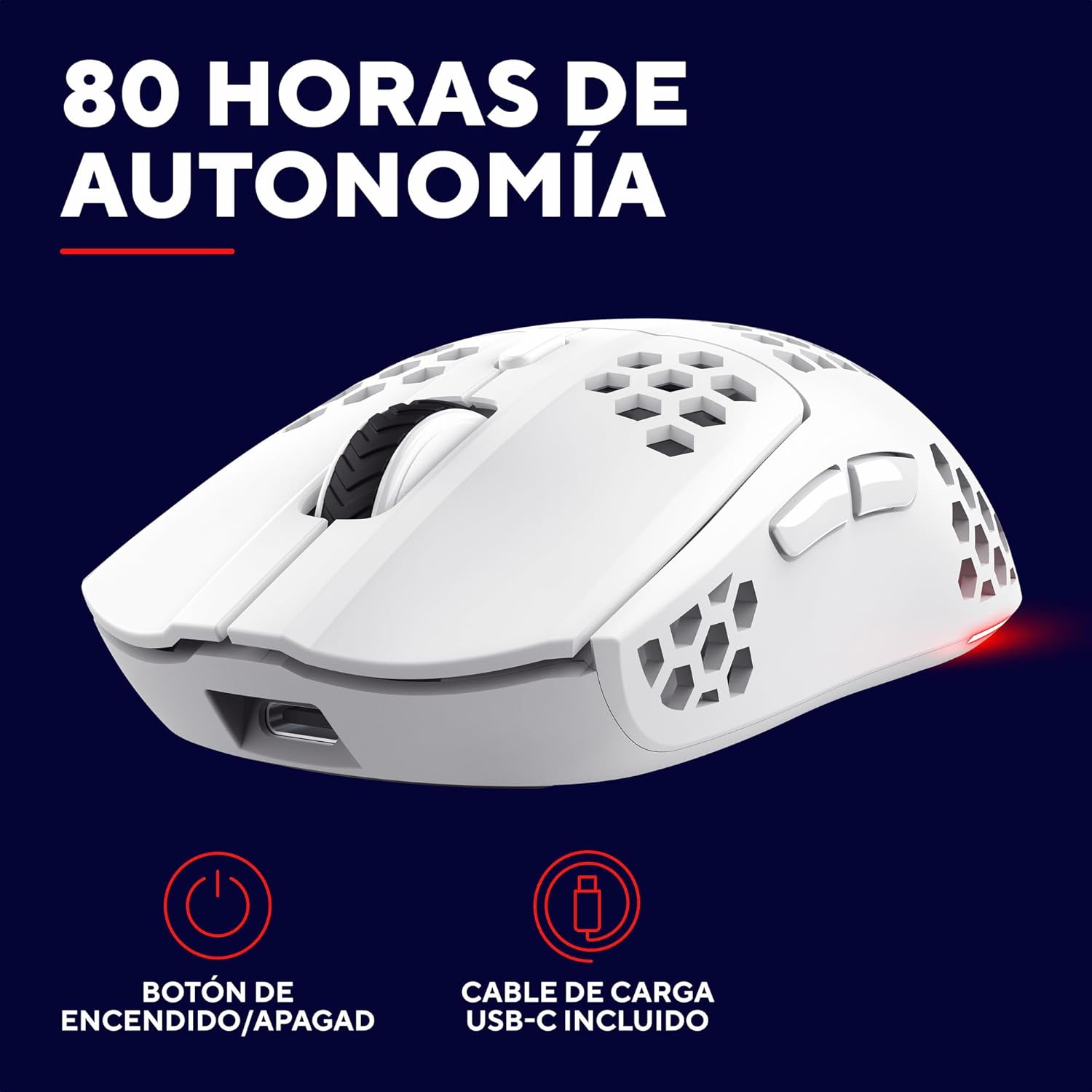 Rato Gaming Sem Fios Trust Gaming GXT 929 Helox/ Bateria Recarregável/ Até 4800 DPI/ Branco - Imagem 5