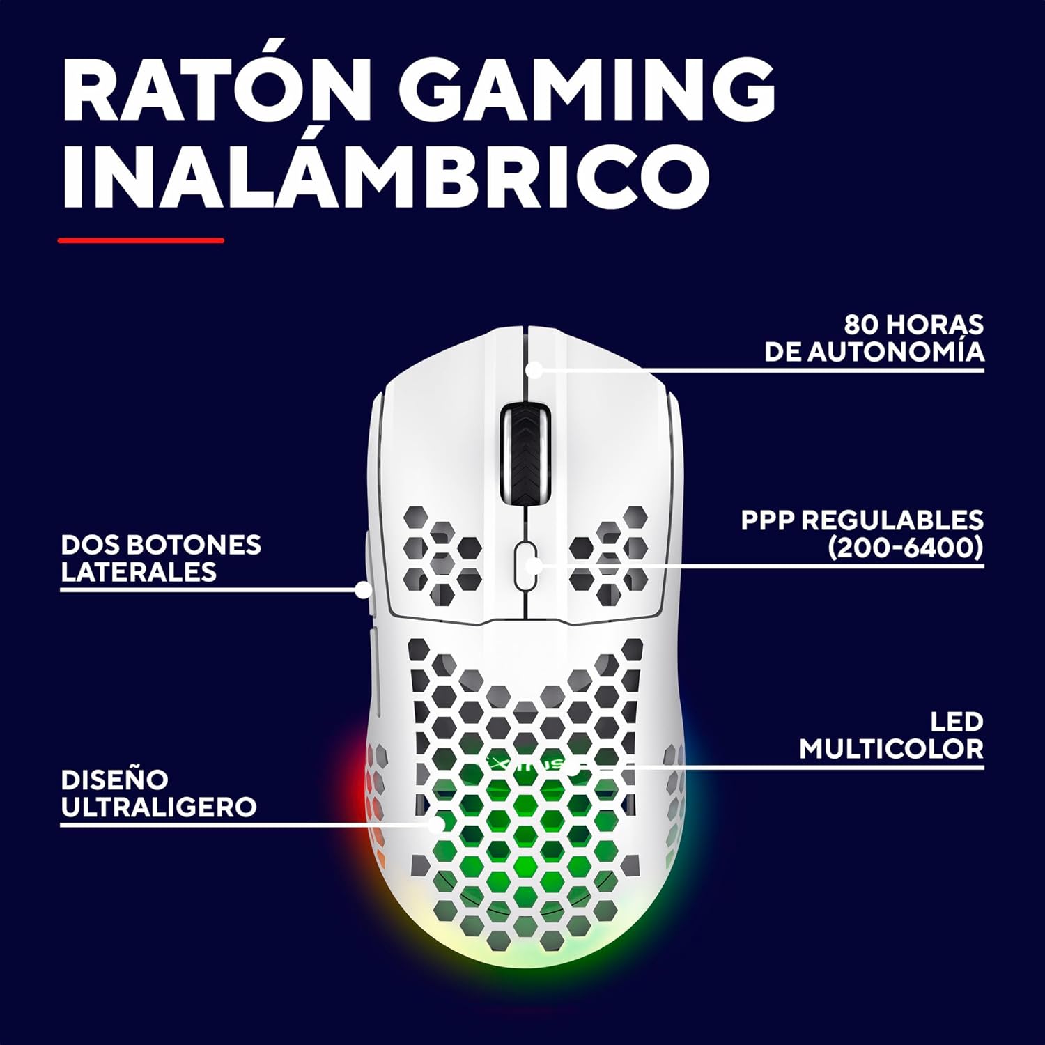 Rato Gaming Sem Fios Trust Gaming GXT 929 Helox/ Bateria Recarregável/ Até 4800 DPI/ Branco - Imagem 2