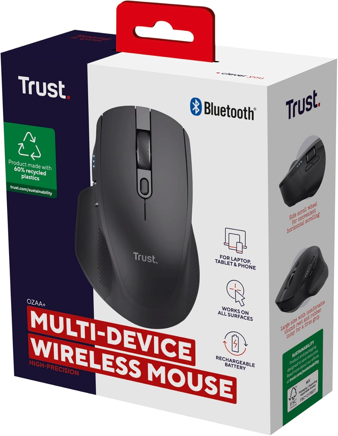 Rato Sem Fios por Bluetooth Trust Ozaa+/ Bateria Recarregável/ Até 3200 DPI - Imagem 15