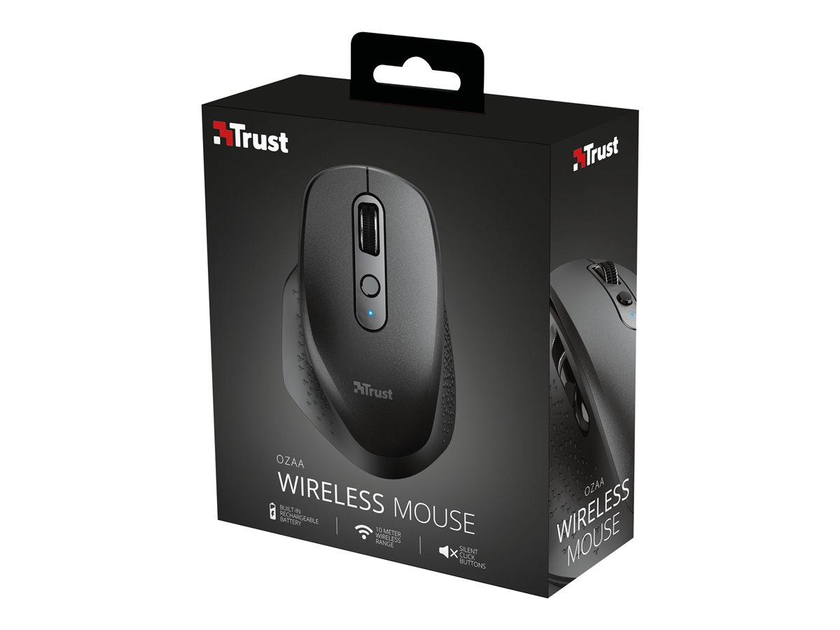 Rato Sem Fios por Bluetooth Trust Ozaa Compact Wireless/ Bateria recarregável/ Até 3200 DPI/ Preto - Imagem 2