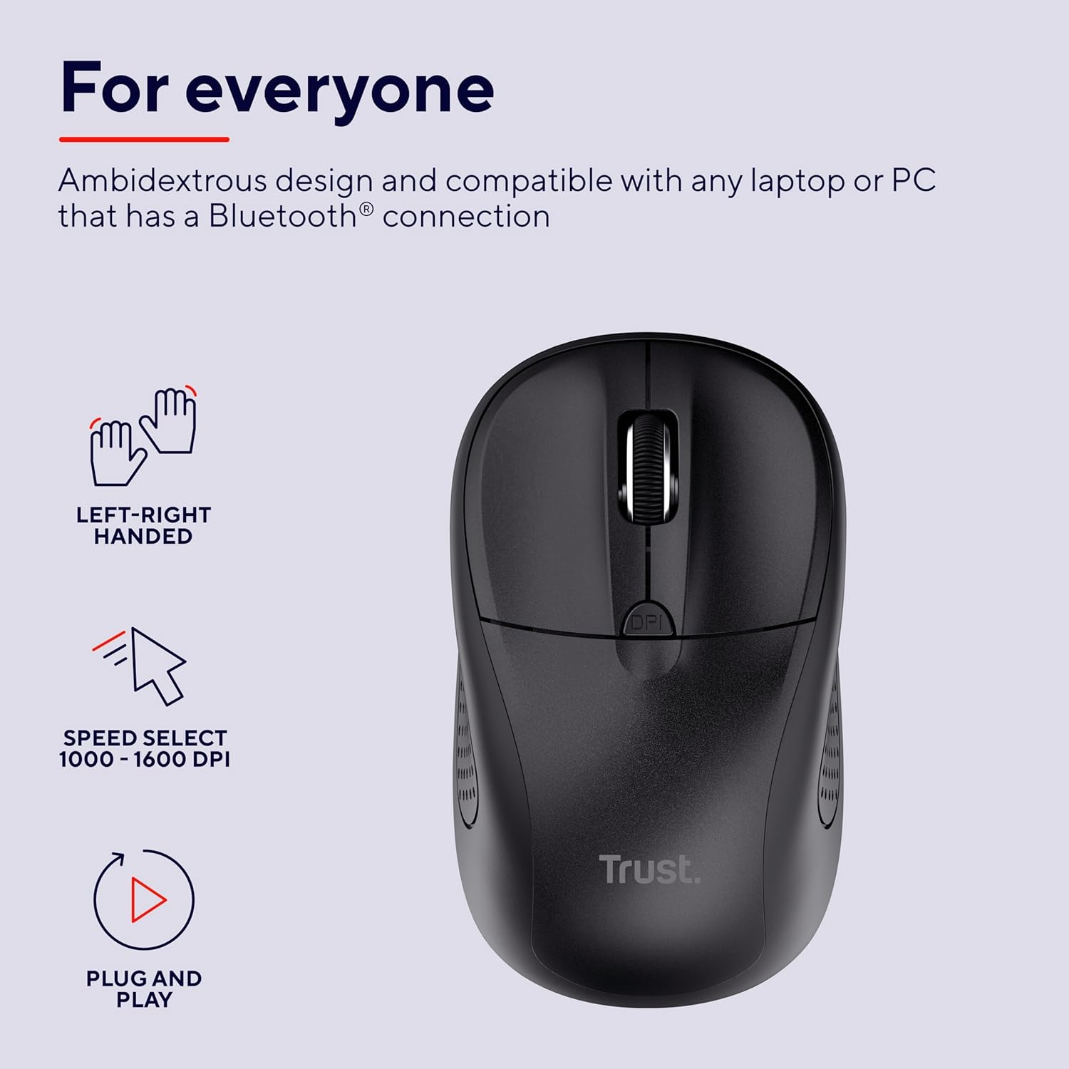Rato Sem Fios por Bluetooth Trust Primo/ Até 1600 DPI - Imagem 3