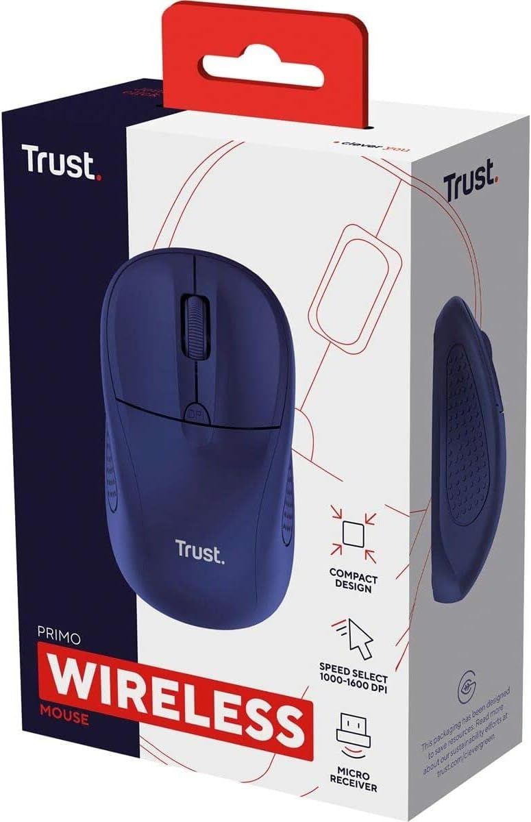 Rato Mini Sem Fios Trust Primo/ Até 1600 DPI/ Azul mate - Imagem 2