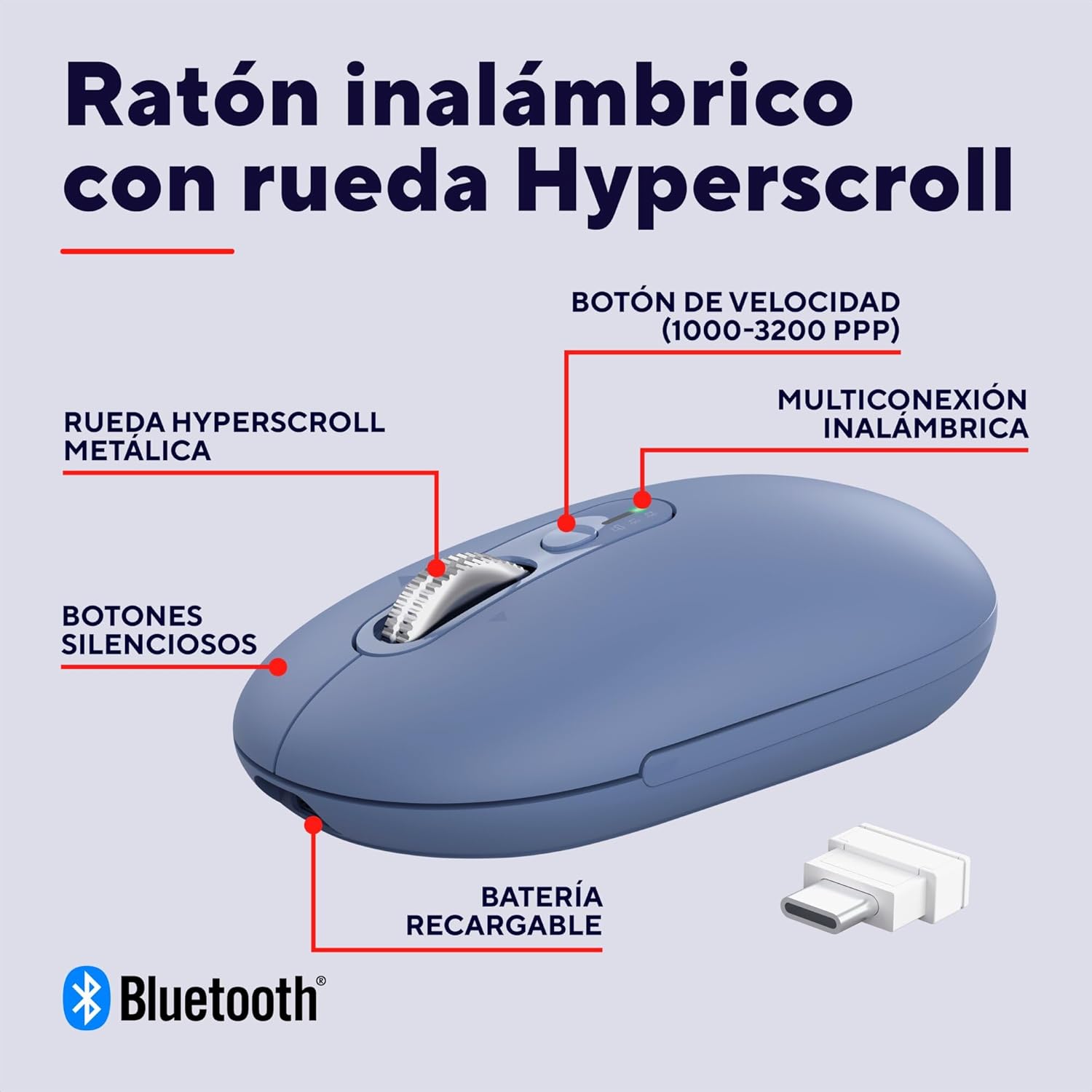Rato Sem Fios Trust Seron 26020 Bateria Recarregável 3200 DPI Azul - Imagem 2