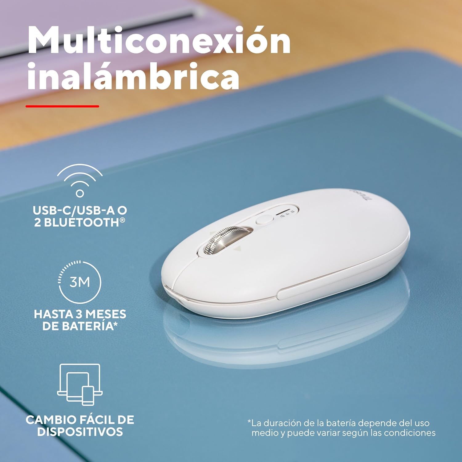 Rato Sem Fios Trust Seron 26019 Bateria Recarregável 3200 DPI Branco - Imagem 4