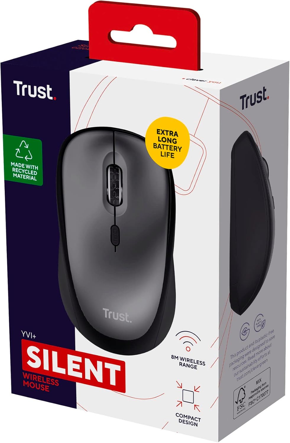 Rato Mini Sem Fios Trust Yvi+ Silent/ Até 1600 DPI/ Preto - Imagem 11