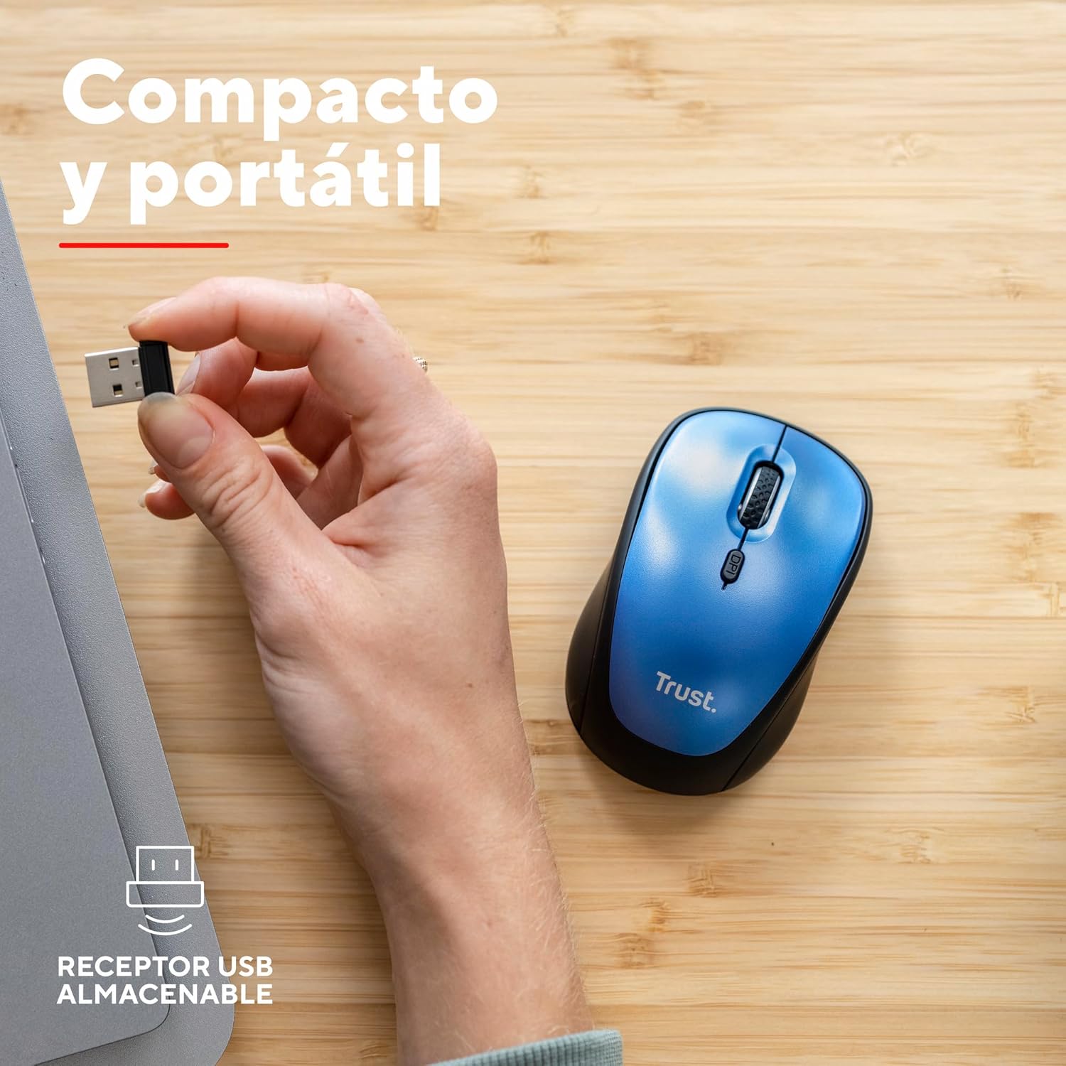 Rato Mini Sem Fios Trust Yvi+ Silent/ Até 1600 DPI/ Azul - Imagem 5